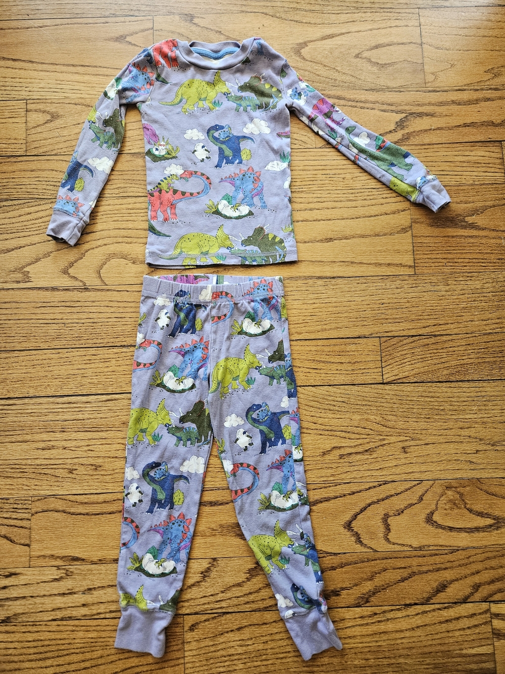 Mini Boden Pajamas 5Y PJ Cotton Two Pieces Dinosaurs Purple